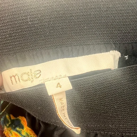 Maje Black Midi Skirt with Multicolor Floral Print - Picture 4 of 4